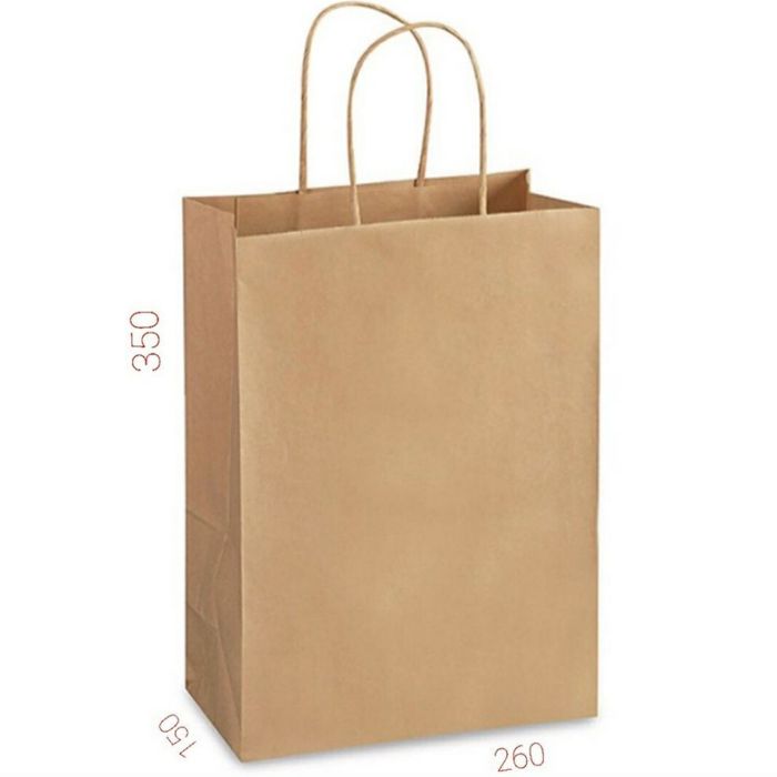 Бурый бумажный крафт пакет с ручками