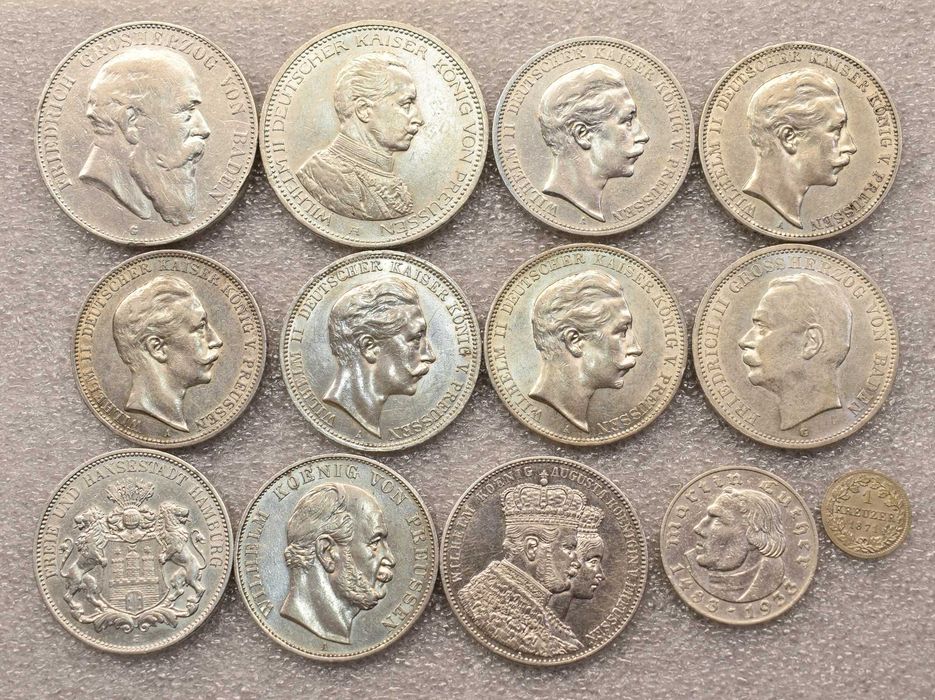 Монети Німецької імперії, 1861-1913рр колекційний стан срібло