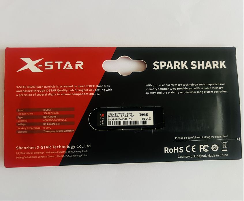X-STAR SPARK SHARK DDR4 16 ГБ 2666 МГЦ Оперативна памʼять