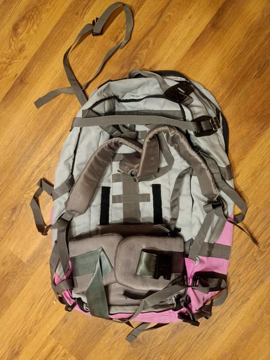 Duży plecak szaro różowy
