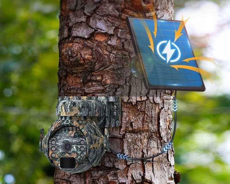 Fotopułapka Kamera Leśna Obrotowa GSM LTE SOLAR 4G SIM podgląd na tel