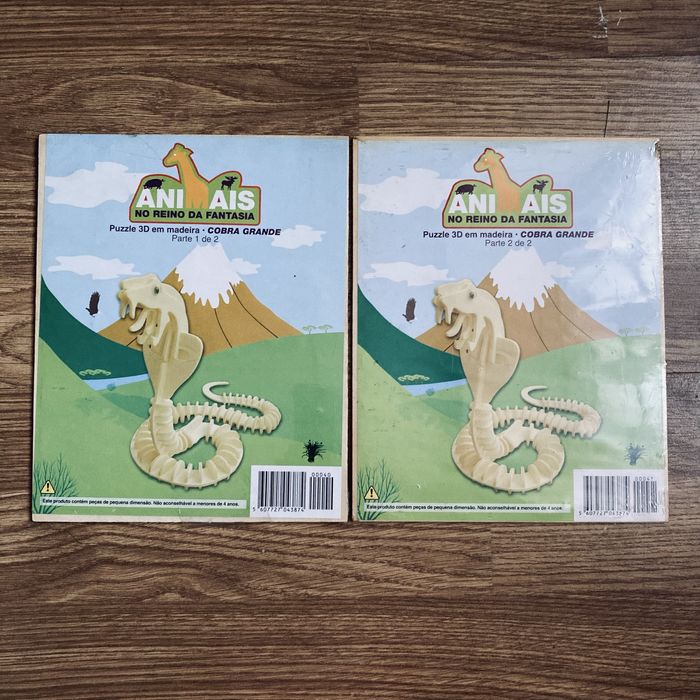 Lote puzzles 3D em madeira “Animais no Reino da Fantasia”