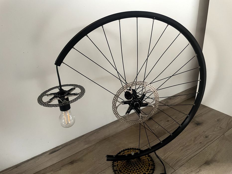 Lampa loft, industrial, rustykalna - koło rowerowe - rękodzieło