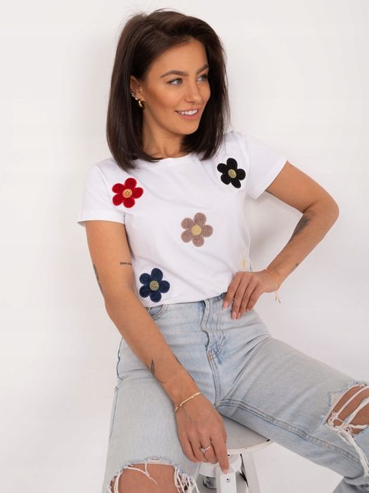 T-shirt Z Aplikacją Koszulka Damska Z Bawełny