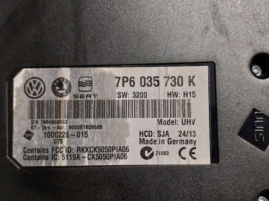moduł sterownik bluetooth 7p6035730k vw seat skoda