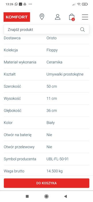 Zestaw umywalka plus blat nowe, powystawowe