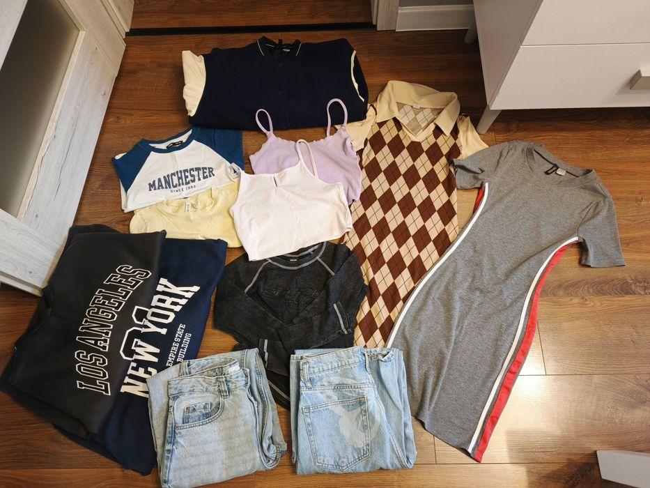 SUPER paka ubrań 12sztuk-rozm 32/34, cena za całość, pullandbear, h&m, Sinsay,