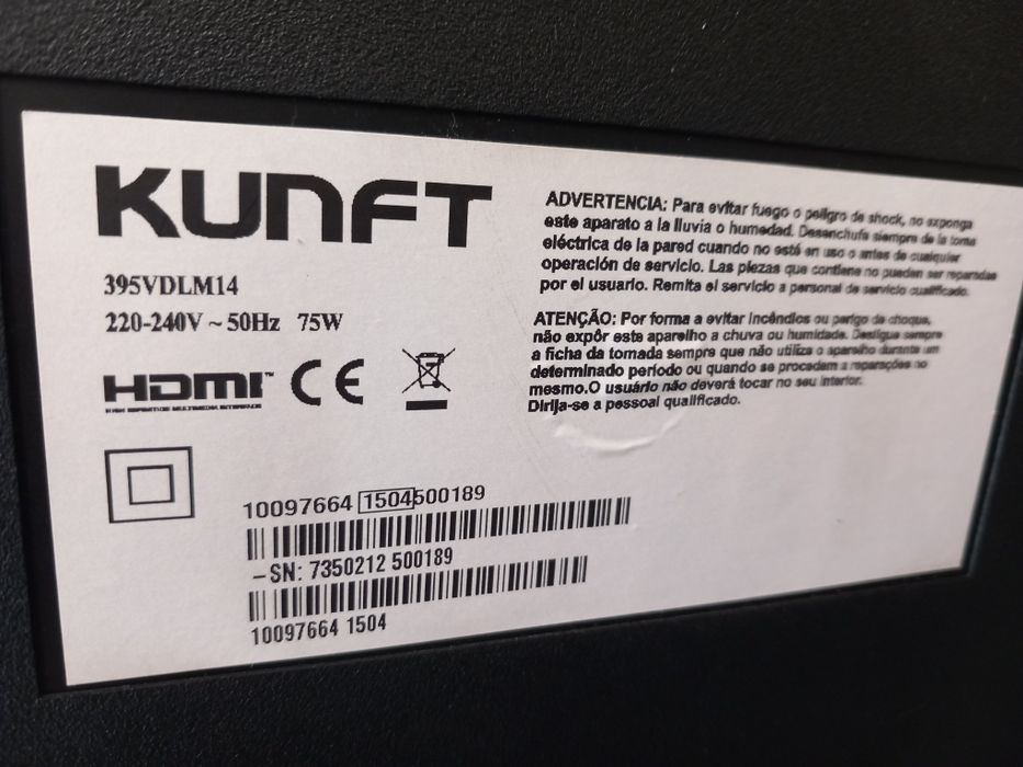 Tv kunft 40" ecrã partido - venda/troca