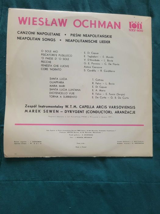 Vinyl Wiesław Ochman "Pieśni Neapolitańskie"