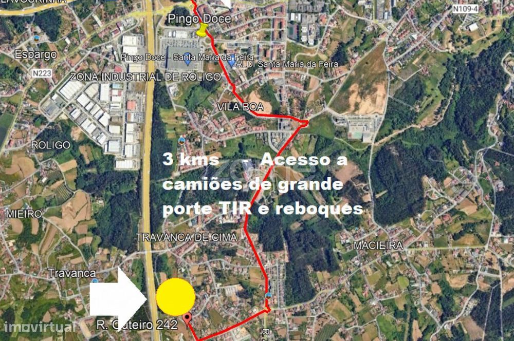 Arrendamento, montra de 91m frente para A1 Travanca S. Maria da Feira