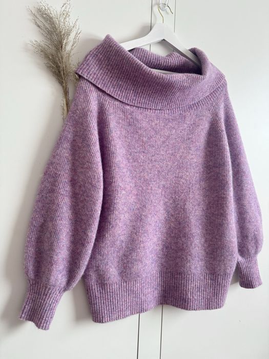 Sweter luźnym golfem Patrizia Aryton M 38 35%welna 13%welna moherowa