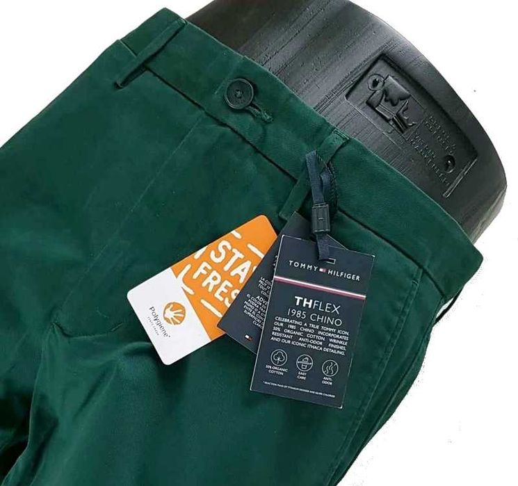 Męskie spodnie Tommy Hilfiger Denton Chino zielone nowe oryg. -W32/L34