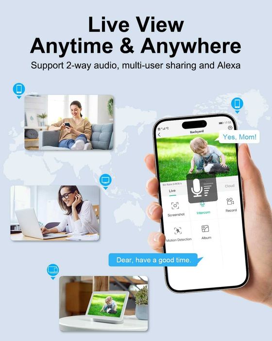 ANRAN 2K Solar Security Cameras Wireless Outdoor/Indoor