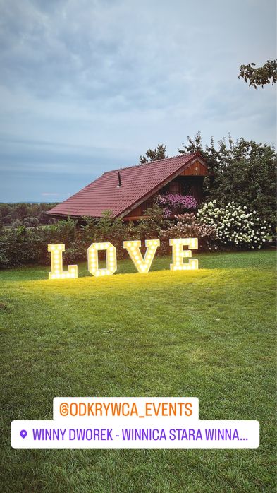 Napis LOVE/miłość LED – wynajem | wesele, ślub