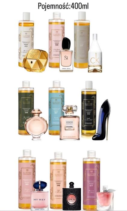 Olejek perfumowany damski do kąpieli pod prysznic 400ml Glantier