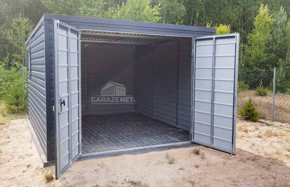 DOMEK OGRODOWY GARAŻ 3M X 4M Spad Tył Brama Okno Grafit 3X4 GB295