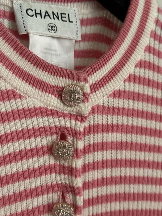 Sweterek rozowy chanel top guziki