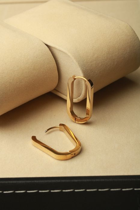 Kolczyki stal nierdzewna nowe zlote owalne