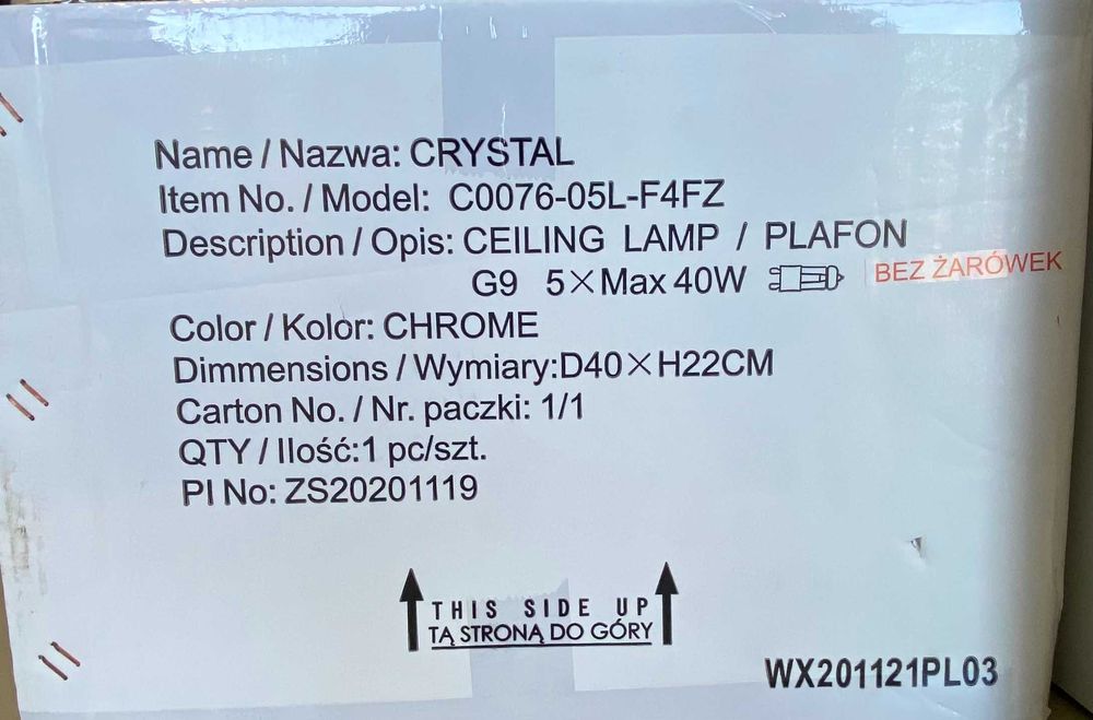 Lampa sufitowa/Plafon CRYSTAL Zuma Line C0076-05L-F4FZ Chrome