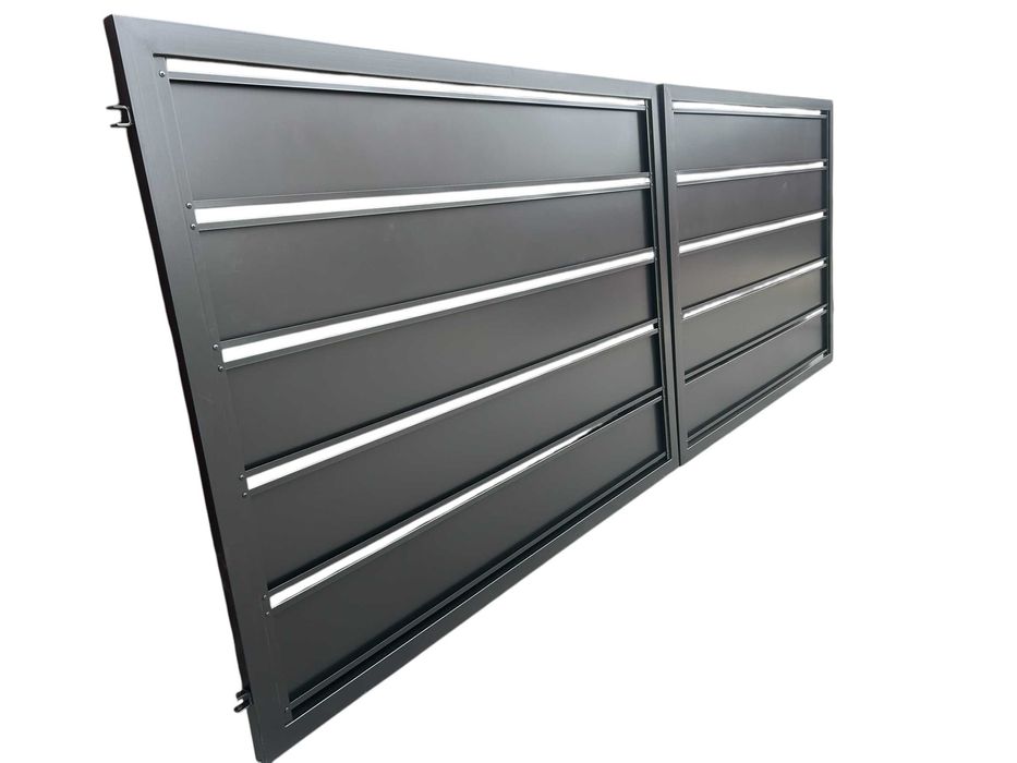 Brama wjazdowa dwuskrzydłowa 4x1,5m ocynk+RAL PROFIL 250 sztachety