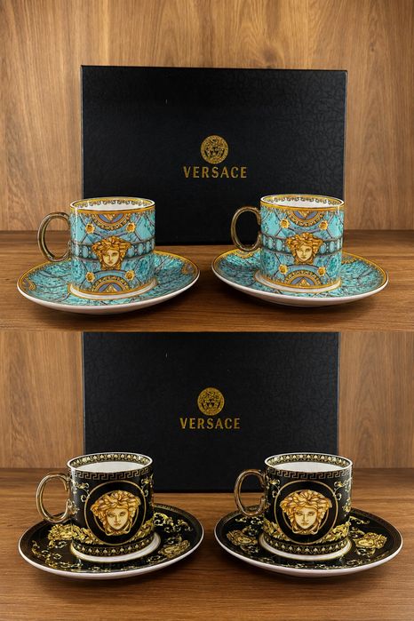 Кавовий набір набір  в стилі Versace Rosenthal Medusa 2 чашки + 2 блюдця