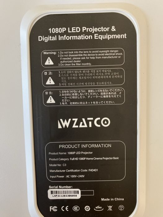 Проектор led wzatco c3 android 10.0 wifi full hd