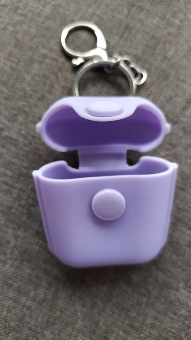 Etui na słuchawki bezprzewodowe, fioletowe z karabińczykiem