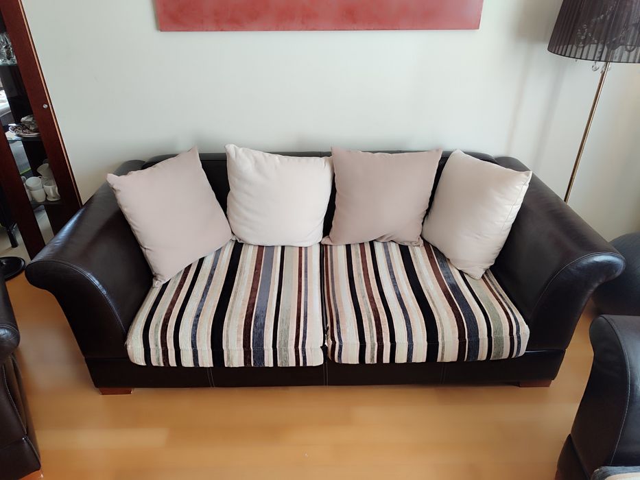 Sofa + 2 fotele – eko skóra, bardzo dobry stan