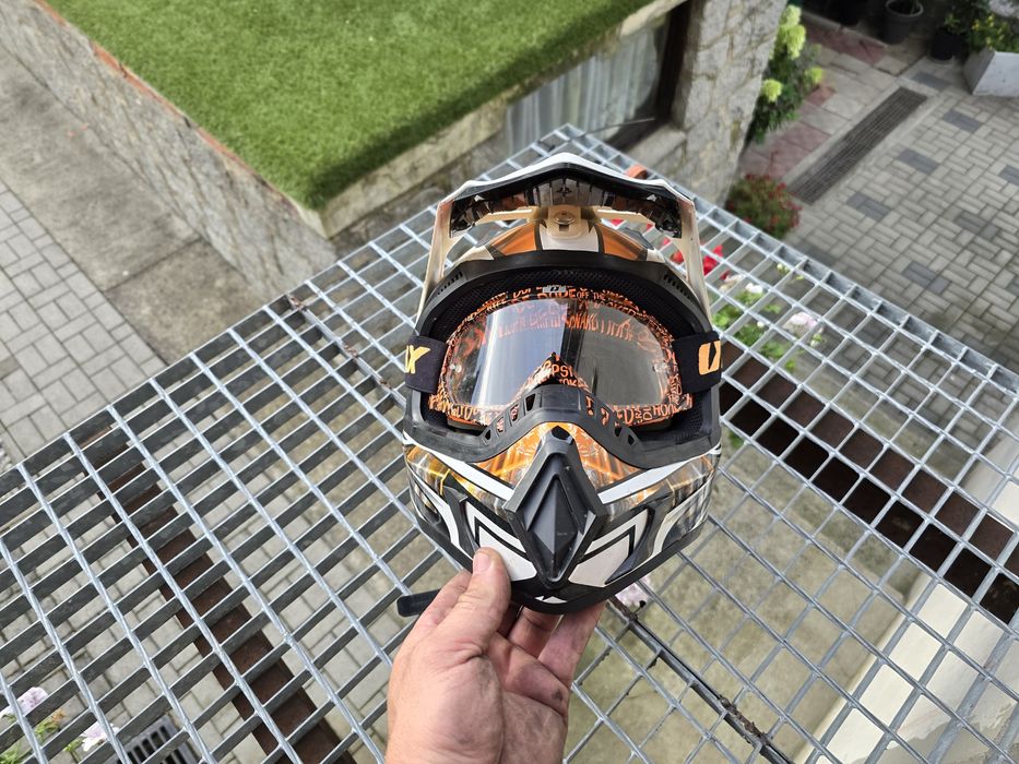 Kask cross +gogle KXD-PRO rozmiar M