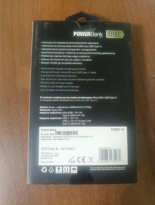 Powerbank Götze & Jensen SILVERLine 10000 mAh (Grey)