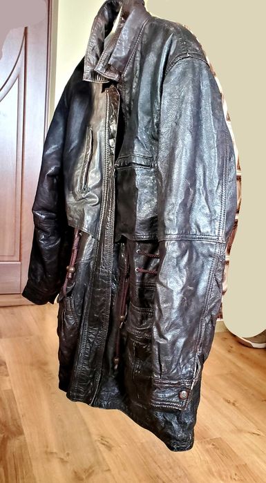 Вінтажна шкіряна жіноча куртка XL парка 90-их | Made in Italy