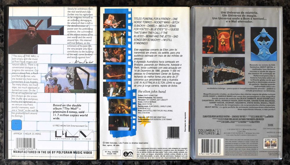 VHS - Cassetes de Música Rock de Vários Géneros
