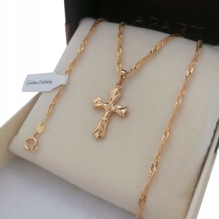 Złoty Łańcuszek Singapur + Krzyżyk 18k Gwarancja