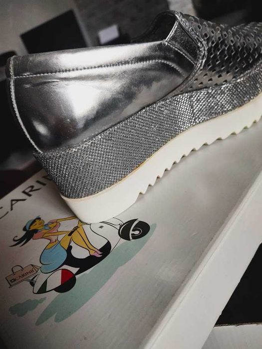 buty damskie srebrne na platformie