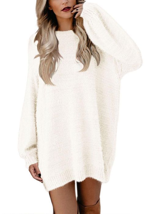 Sukienka Mini Luźna Beżowa Xl Sweter  Pink Queen Damska
