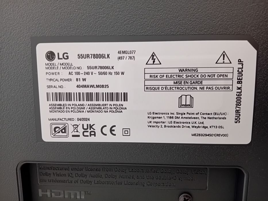 TV LG de 55" como nova