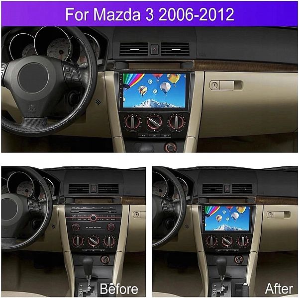 Radio 9” Nawigacja Android Carplay Mazda 3/2004, 2009/4Gb 64Gb Sim Hik