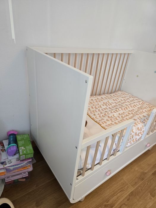 MYLLRA berço c/ gaveta 60x120 branco + Colchão Pikolin Respirável Bultex Luna