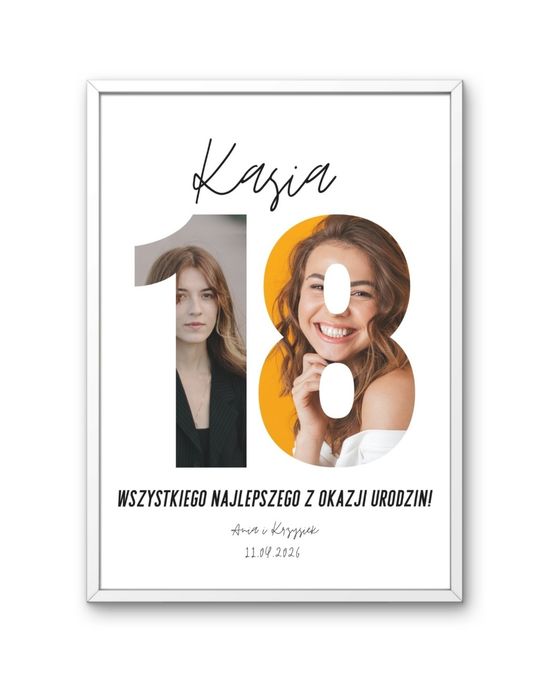 WYJĄTKOWY personalizowany plakat na urodziny – FOTOKOLAŻ W RAMIE A4