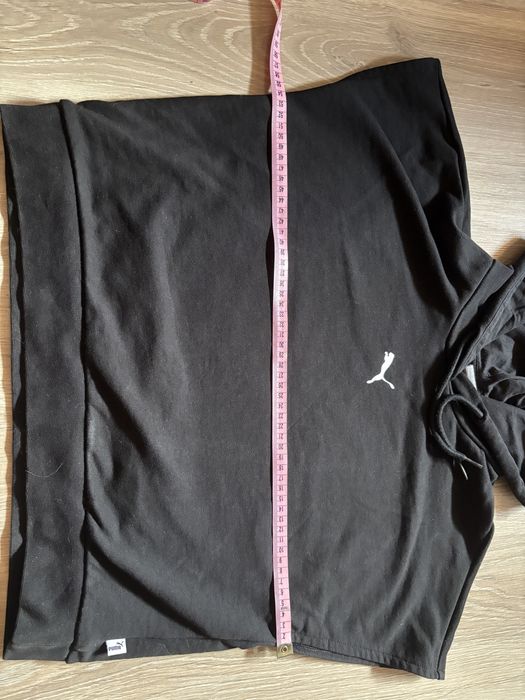 Czarna bluza z kapturem Puma krótki rękaw crop top oversize M