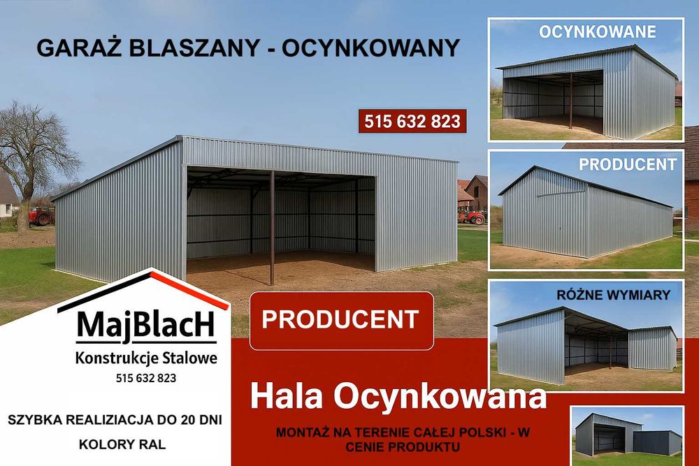 Wiata ZŁOTY DĄB /Hala Garaż / RAL | Montaż Gratis – Maj-BlacH