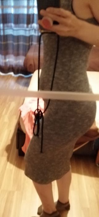 Vestido midi  cinza