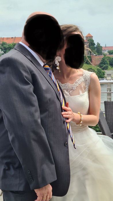Suknia Ślubna śmietanka Księżniczka tiul 32/34
