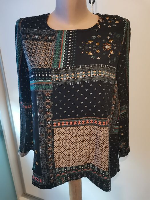 Bluzka damska z długim rękawem Cocomore rozm 36, etno wzór