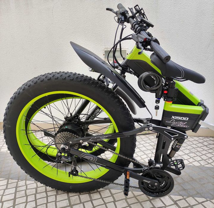 Bicicleta Elétrica 1500W, 48V, dobrável