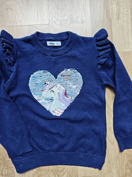 Sweter r. 110 Sinsay cekiny dwustronne jednorożec