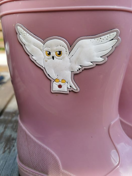 Różowe liliowe kalosze gumiaki harry potter Reserved 28 Hedwiga