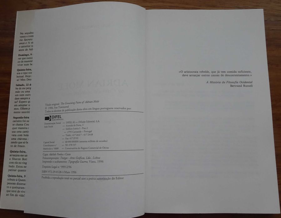 Adrian Mole na Crise da Adolescência de Sue Townsend