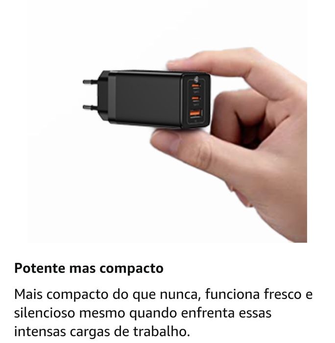 Carregador 65w USB Baseus para computador portátil ou smartphone