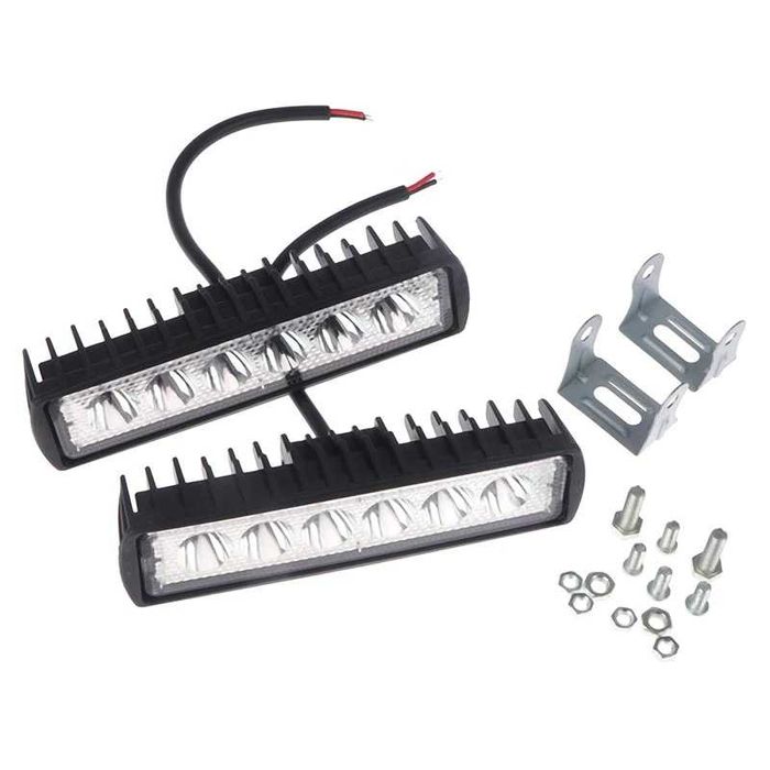 Par de faróis auxiliares 6 LED barra horizontal